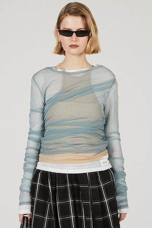 プランク プロジェクト/PRANK PROJECTのトリプルレイヤードシアートップ / Triple Layered Sheer Top(110100/110103)