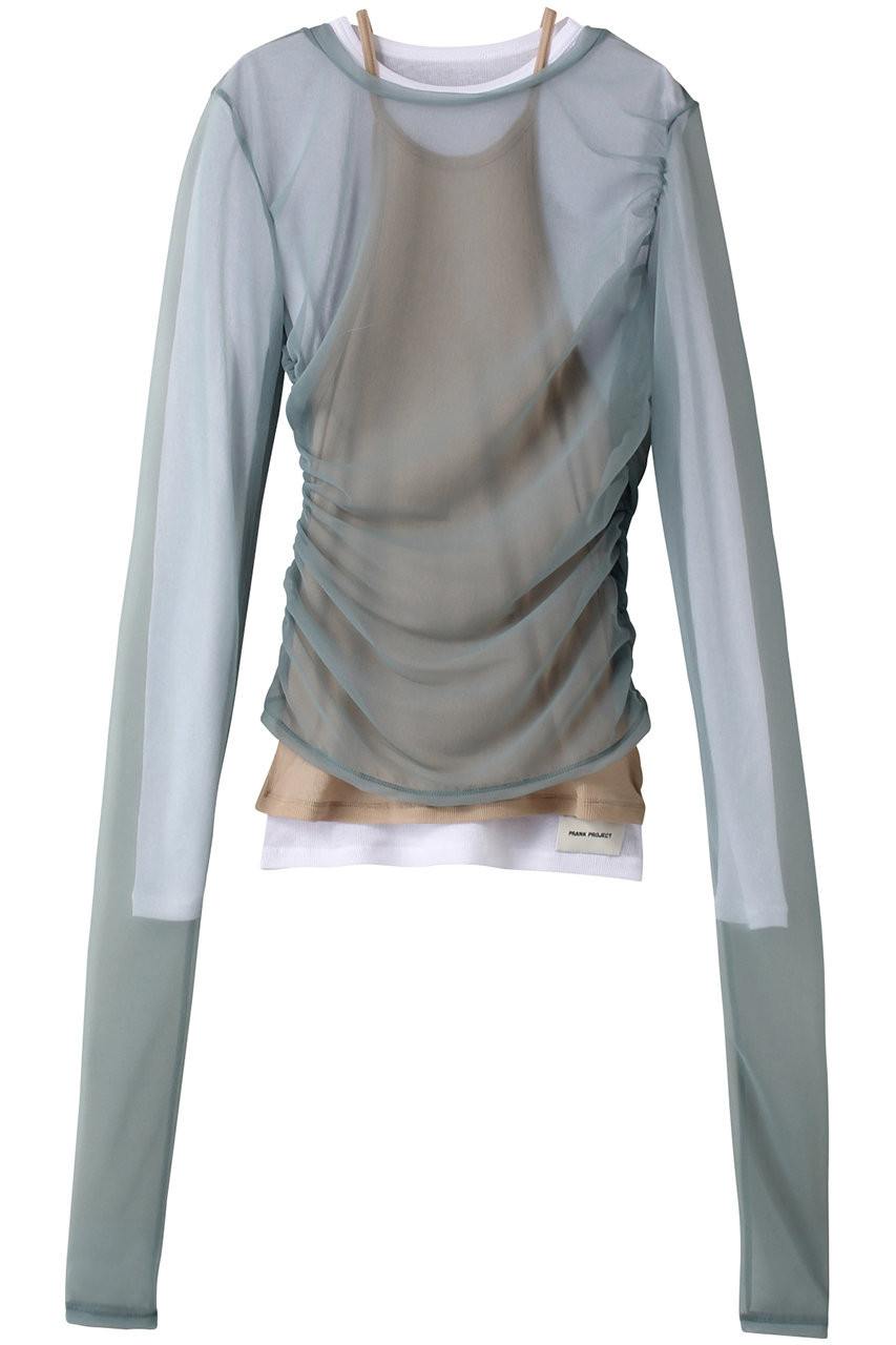 PRANK PROJECT トリプルレイヤードシアートップ / Triple Layered Sheer Top (GRY(グレー), FREE) プランク プロジェクト ELLE SHOP