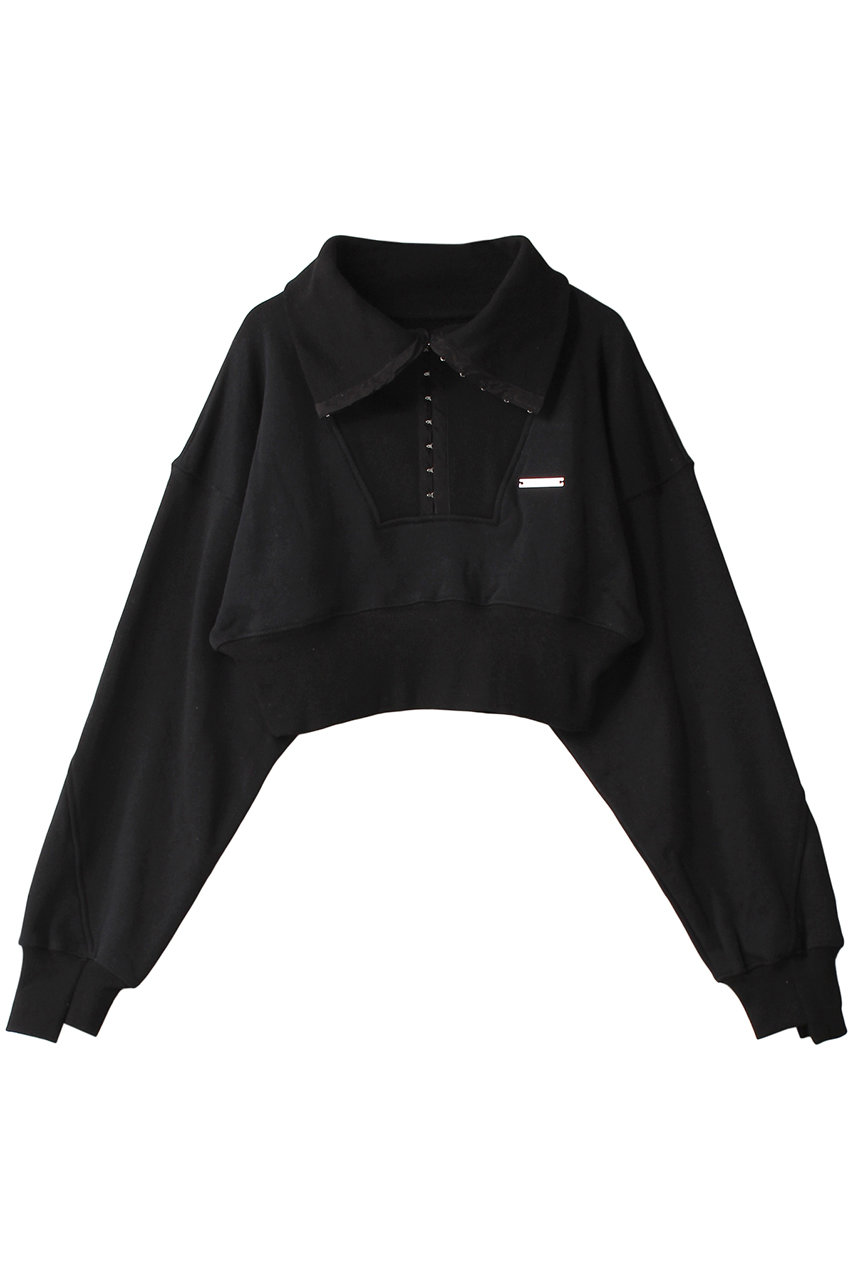 PRANK PROJECT フックアイカラークロップドスウェット / Hook Eye Collar Cropped Sweatshirt (BLK(ブラック), FREE) プランク プロジェクト ELLE SHOP PRANK PROJECT フックアイカラークロップドスウェット / Hook Eye Collar Cropped Sweatshirt (BLK(ブラック), FREE) プランク プロジェクト ELLE SHOP