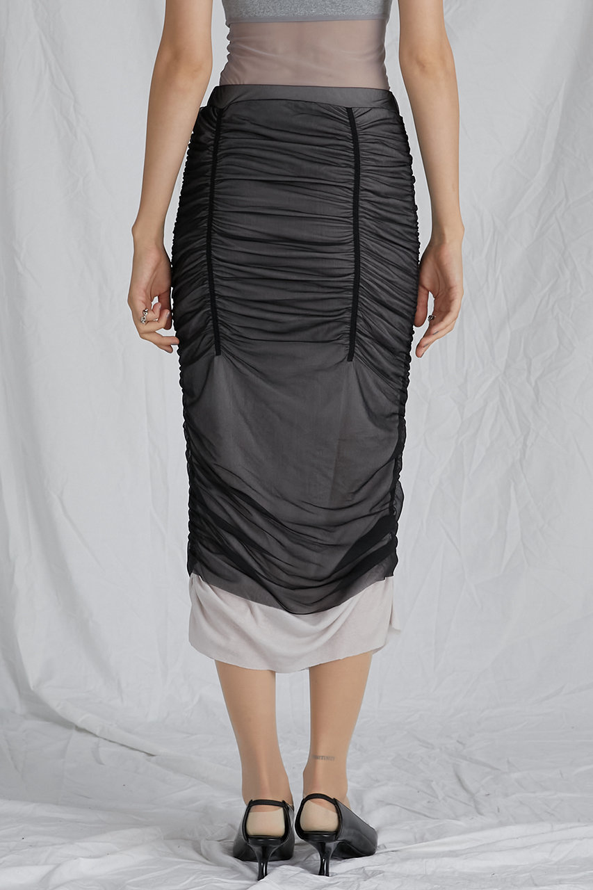 シアーレイヤーシャーリングタイトスカート / Sheer Layered Shirring Tight Skirt