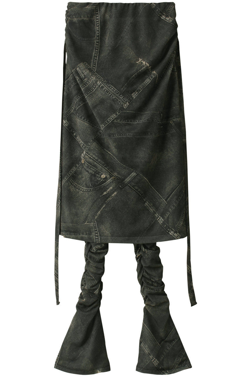 プランク プロジェクト/PRANK PROJECTのデニムプリントスカートレイヤードレギンス / Denim Printed Skirt Layered Leggings(BLK(ブラック)/31241516104)