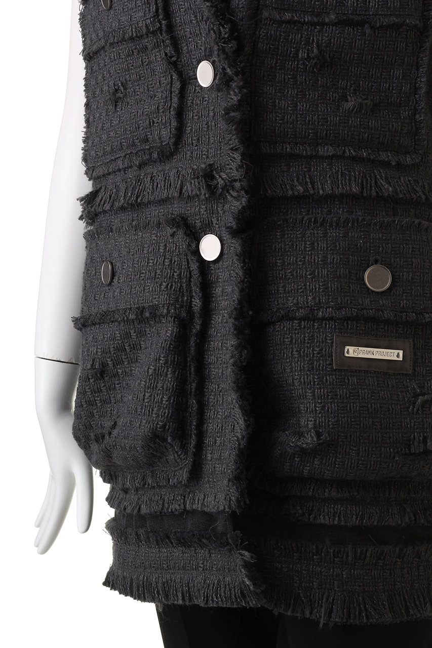 ダメージフリンジツイードジレ / Damaged Fringe Tweed Gilet