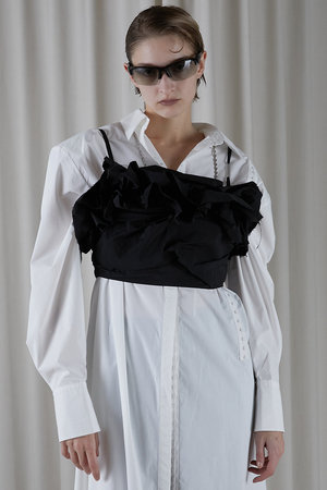 プランク プロジェクト/PRANK PROJECTのカットオフフリルトップ / Cut-off Ruffled Top(110100/110101)