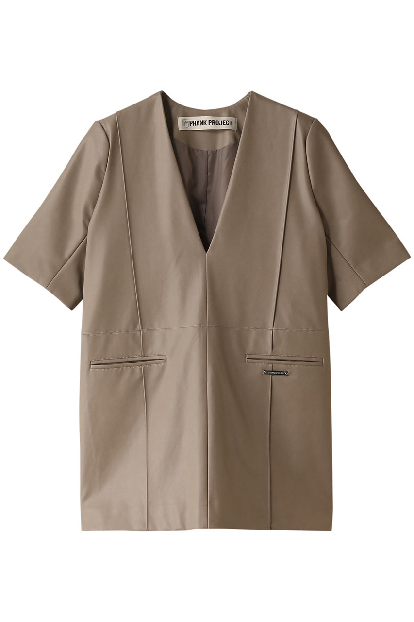 PRANK PROJECT ヴィーガンレザーボクシーチュニック / Vegan Leather Boxy Tunic (BGE(ベージュ), FREE) プランク プロジェクト ELLE SHOP PRANK PROJECT ヴィーガンレザーボクシーチュニック / Vegan Leather Boxy Tunic (BGE(ベージュ), FREE) プランク プロジェクト ELLE SHOP