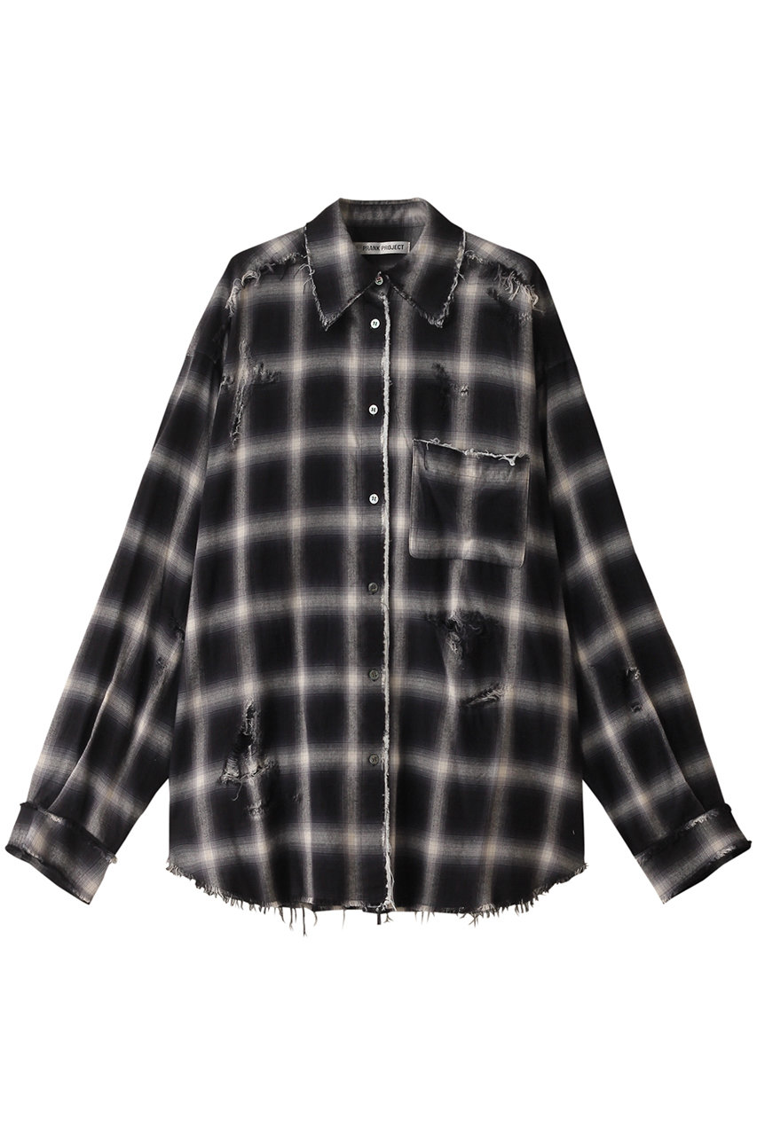 プランク プロジェクト/PRANK PROJECTのオンブレーチェックダメージシャツ / Ombre Check Damaged Shirt(BLK(ブラック)/31241315203)