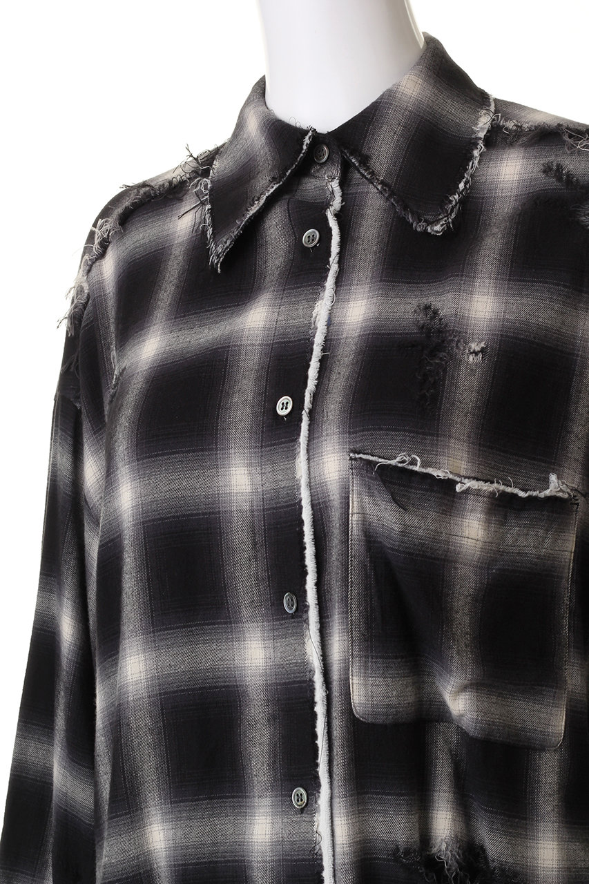 オンブレーチェックダメージシャツ / Ombre Check Damaged Shirt