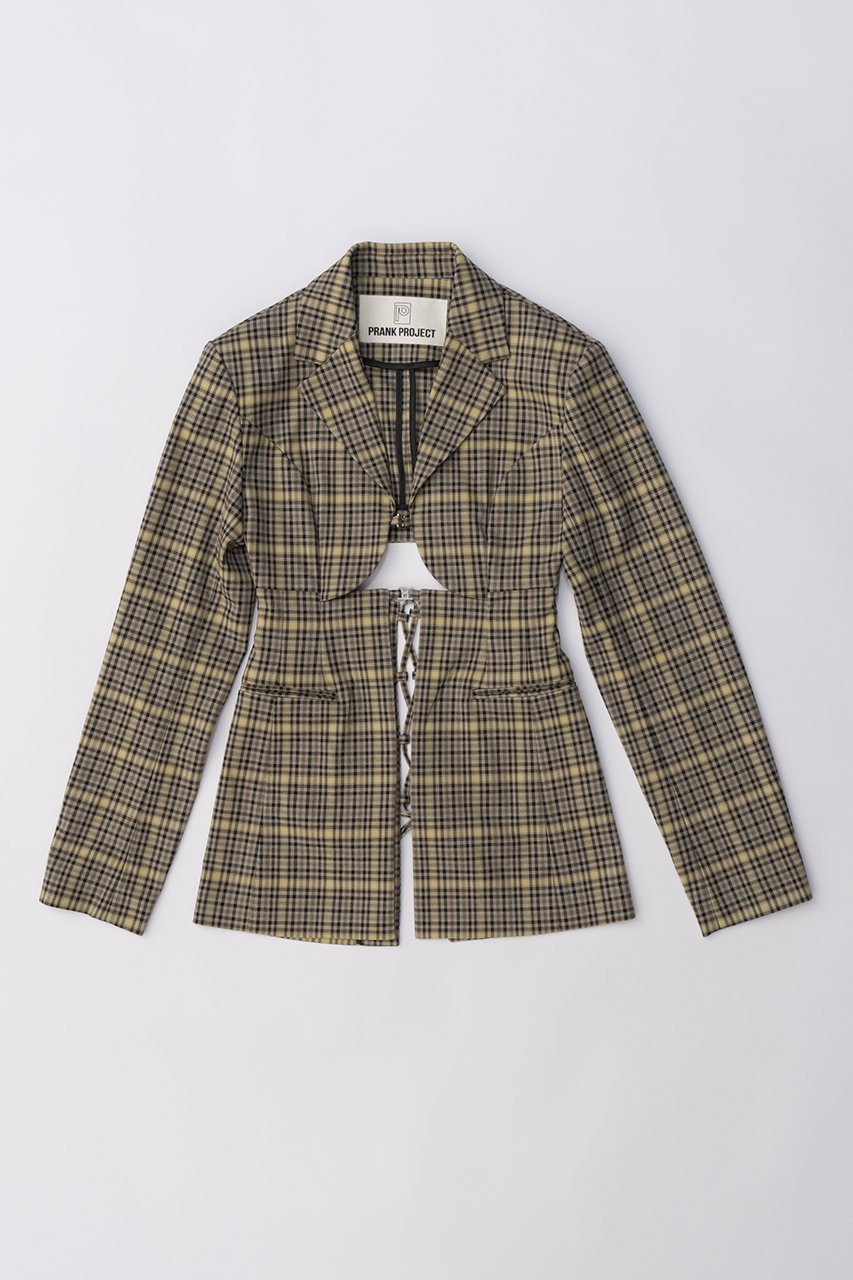 PRANK PROJECT レースアップジャケット / Lace-up Jacket (MLT(マルチカラー), 38) プランク プロジェクト ELLE SHOP PRANK PROJECT レースアップジャケット / Lace-up Jacket (MLT(マルチカラー), 38) プランク プロジェクト ELLE SHOP