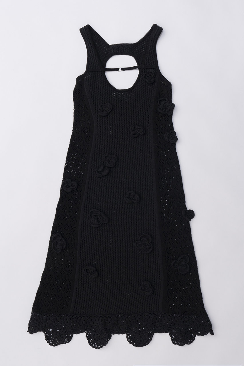 PRANK PROJECT フラワーモチーフニットドレス / Flower Motif Knit Dress (BLK(ブラック), FREE) プランク プロジェクト ELLE SHOP