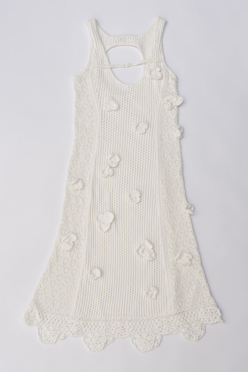 PRANK PROJECT フラワーモチーフニットドレス / Flower Motif Knit Dress (WHT(ホワイト), FREE) プランク プロジェクト ELLE SHOP