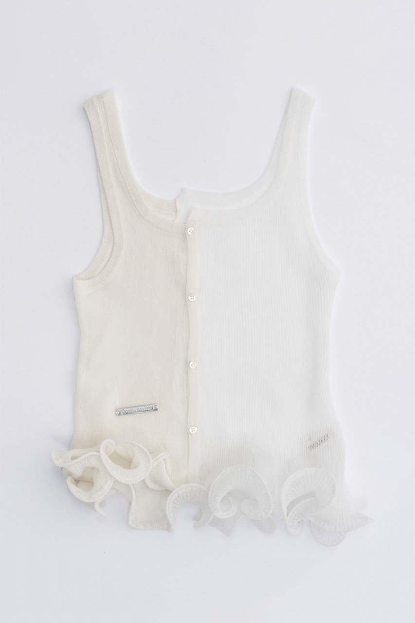 PRANK PROJECT ウェーブヘムニットタンク / Wave Hem Knit Tank Top (WHT(ホワイト), FREE) プランク プロジェクト ELLE SHOP PRANK PROJECT ウェーブヘムニットタンク / Wave Hem Knit Tank Top (WHT(ホワイト), FREE) プランク プロジェクト ELLE SHOP