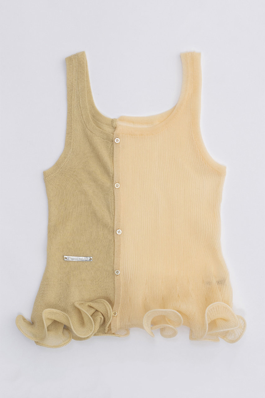 PRANK PROJECT ウェーブヘムニットタンク / Wave Hem Knit Tank Top (YEL(イエロー), FREE) プランク プロジェクト ELLE SHOP PRANK PROJECT ウェーブヘムニットタンク / Wave Hem Knit Tank Top (YEL(イエロー), FREE) プランク プロジェクト ELLE SHOP
