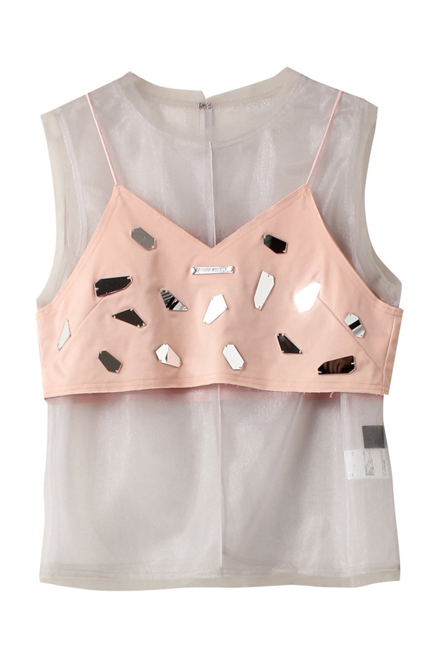 PRANK PROJECT ミラーエンブリッシュレイヤードトップ / Mirror Embellished Layered Top (PNK(ピンク), FREE) プランク プロジェクト ELLE SHOP PRANK PROJECT ミラーエンブリッシュレイヤードトップ / Mirror Embellished Layered Top (PNK(ピンク), FREE) プランク プロジェクト ELLE SHOP