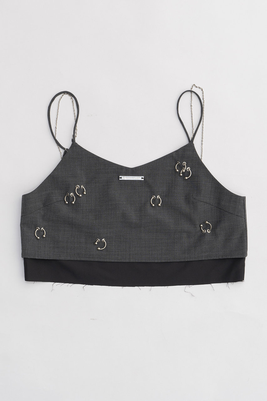 PRANK PROJECT ボディーピアスレイヤードブラトップ / Body Piercing Layered Bra Top (GRY(グレー), FREE) プランク プロジェクト ELLE SHOP PRANK PROJECT ボディーピアスレイヤードブラトップ / Body Piercing Layered Bra Top (GRY(グレー), FREE) プランク プロジェクト ELLE SHOP