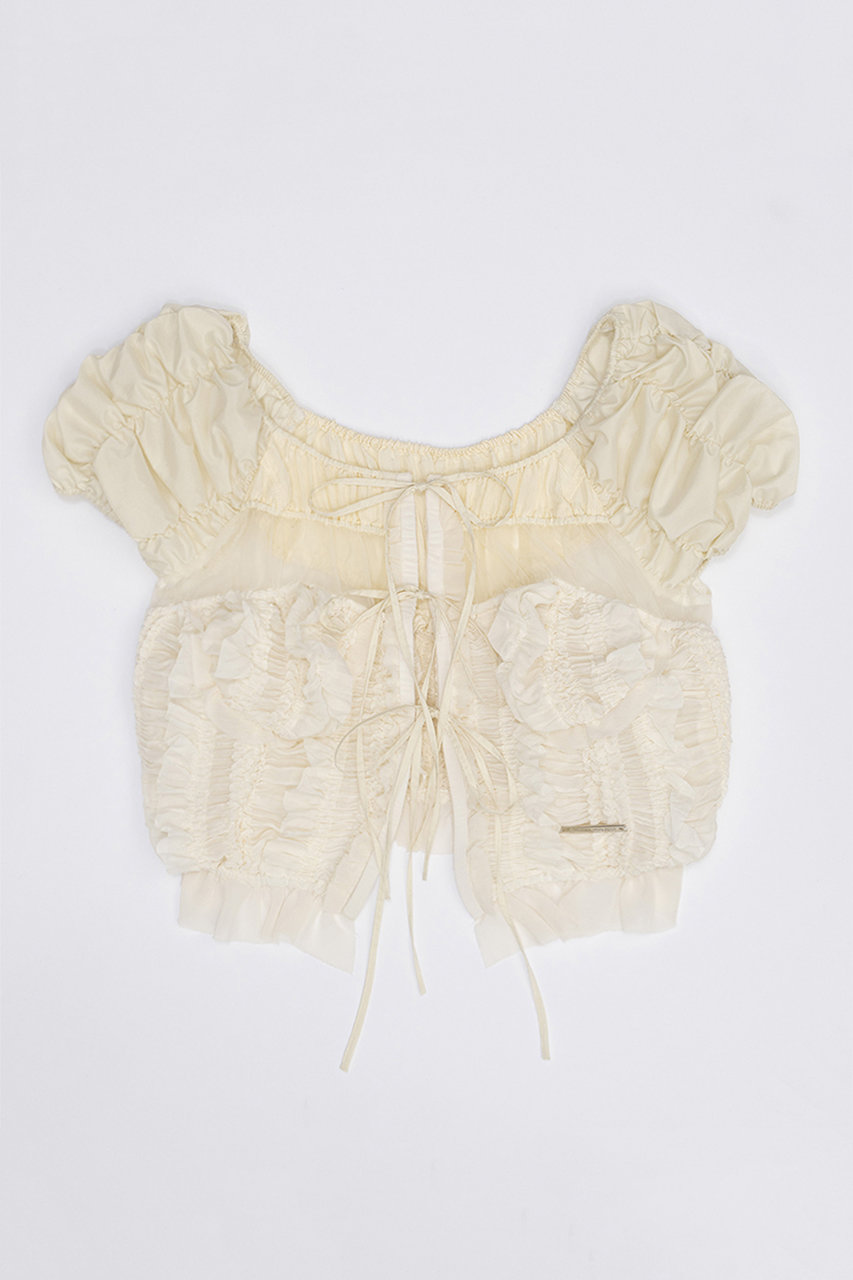 PRANK PROJECT シャーリングパフスリーブトップ / Shirring Puff Sleeve Top (WHT(ホワイト), FREE) プランク プロジェクト ELLE SHOP PRANK PROJECT シャーリングパフスリーブトップ / Shirring Puff Sleeve Top (WHT(ホワイト), FREE) プランク プロジェクト ELLE SHOP