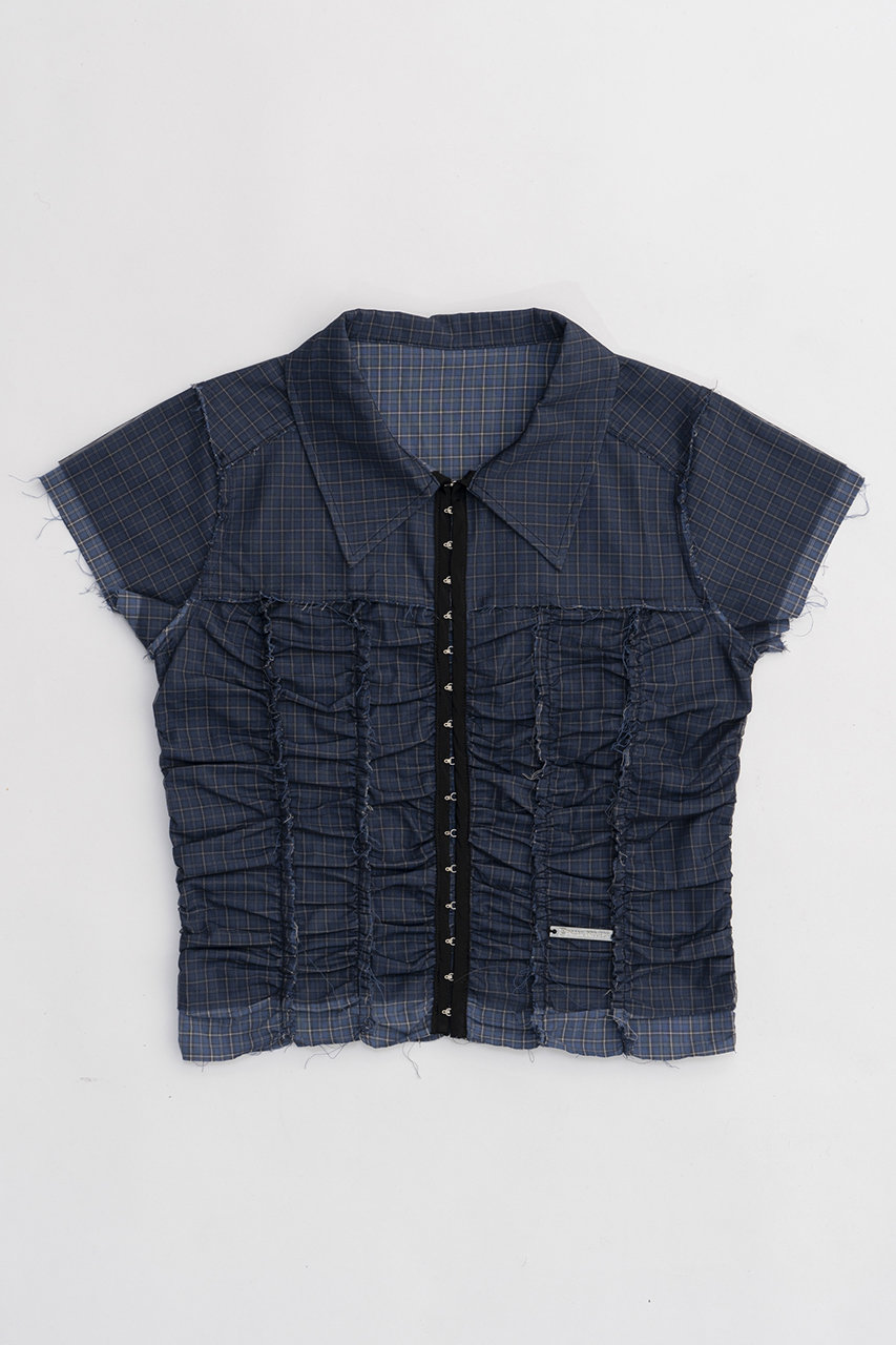 プランク プロジェクト/PRANK PROJECTのリバーシブルシアーレイヤードチェックシャツ / Reversible Sheer Layered Check Shirt(BLU(ブルー)/31241315617)
