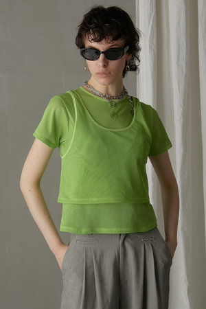 プランク プロジェクト/PRANK PROJECTのレイヤードメッシュトップ / Layered Mesh Top(110100/110102)