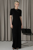 スラントヘンリーネックカットマキシワンピ / Slant Henley Neck Cut Maxi Dress
