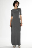 スラントヘンリーネックカットマキシワンピ / Slant Henley Neck Cut Maxi Dress
