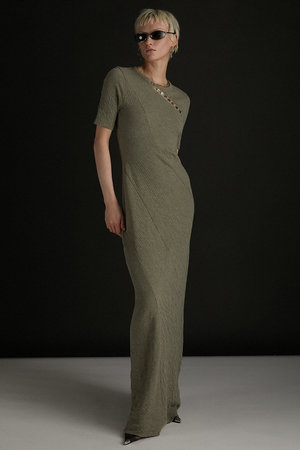 プランク プロジェクト/PRANK PROJECTのスラントヘンリーネックカットマキシワンピ / Slant Henley Neck Cut Maxi Dress(110500/110503)