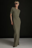 スラントヘンリーネックカットマキシワンピ / Slant Henley Neck Cut Maxi Dress