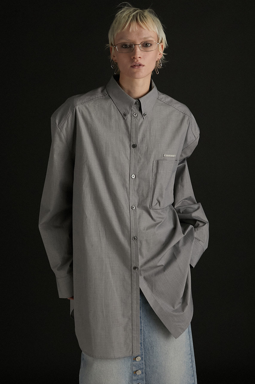 美品✦BRIEFING ✦モックネックシャツ✦ グレー✦S BRIEFING グレーモックネック