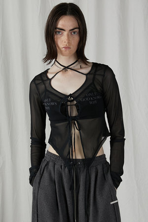 プランク プロジェクト/PRANK PROJECTのチュールロゴカーデ / Tulle Logo Cardigan(110100/110104)