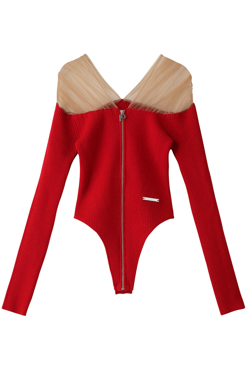 プランク プロジェクト/PRANK PROJECTのチュールトリムニットボディスーツ / Tulle Trim Knit Bodysuit(RED(レッド)/31242365608)