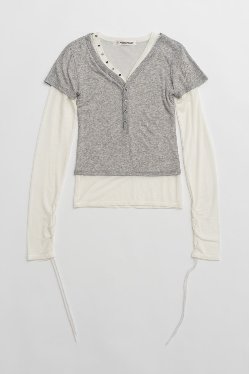 プランク プロジェクト/PRANK PROJECTのヘンリーレイヤードトップ / Henley Layered Top(GRY(グレー)/31242415601)