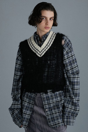 プランク プロジェクト/PRANK PROJECTのシアーチルデンニットベスト / Sheer Tilden Knit Vest(110300/110301)