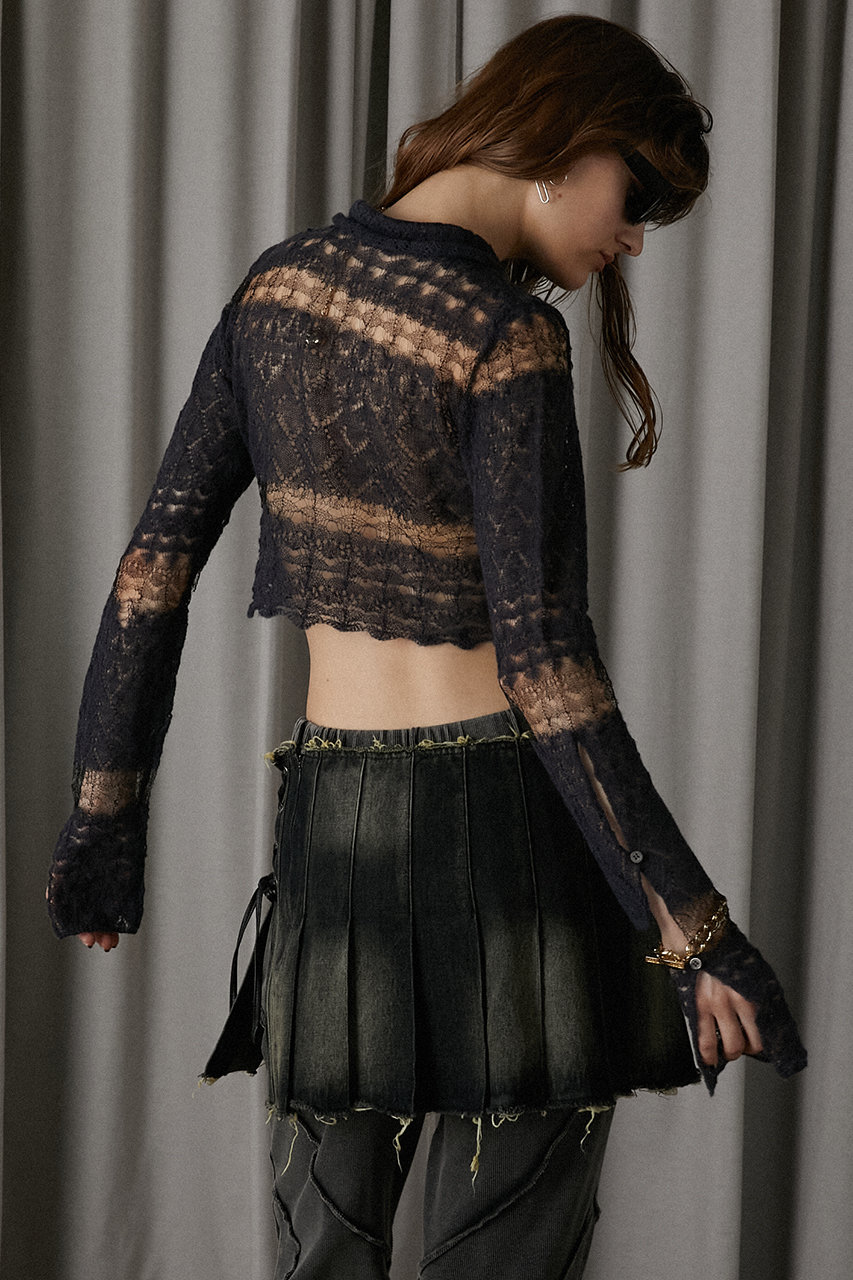 Tape Yarn Cropped カーディガン　グレー ≪USED≫2WAYミックスヤーンニットカーディガン/CRAFT STANDARD