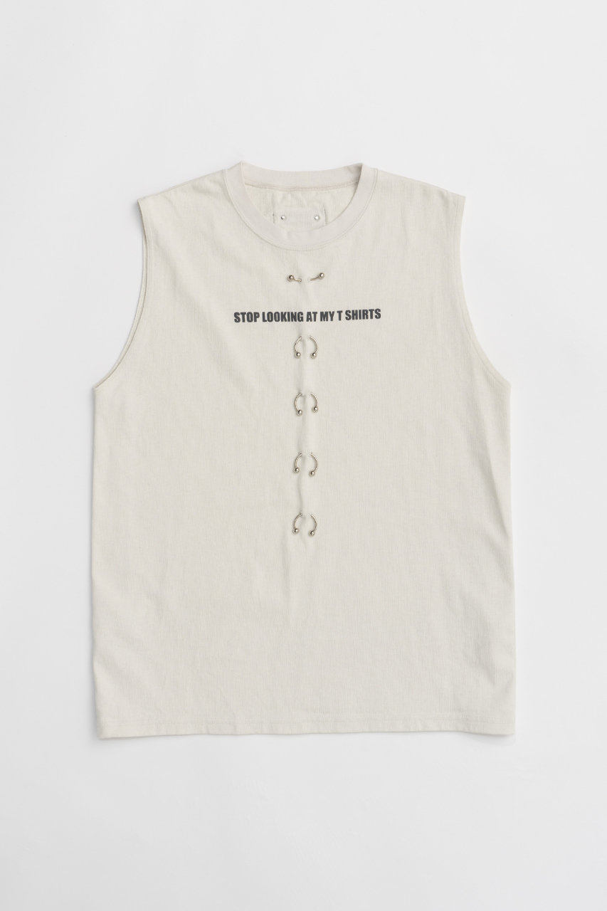PRANK PROJECT スタッズピアスロゴトップ/Studs Pierced Logo Top (IVR(アイボリー), FREE) プランク プロジェクト ELLE SHOP PRANK PROJECT スタッズピアスロゴトップ/Studs Pierced Logo Top (IVR(アイボリー), FREE) プランク プロジェクト ELLE SHOP