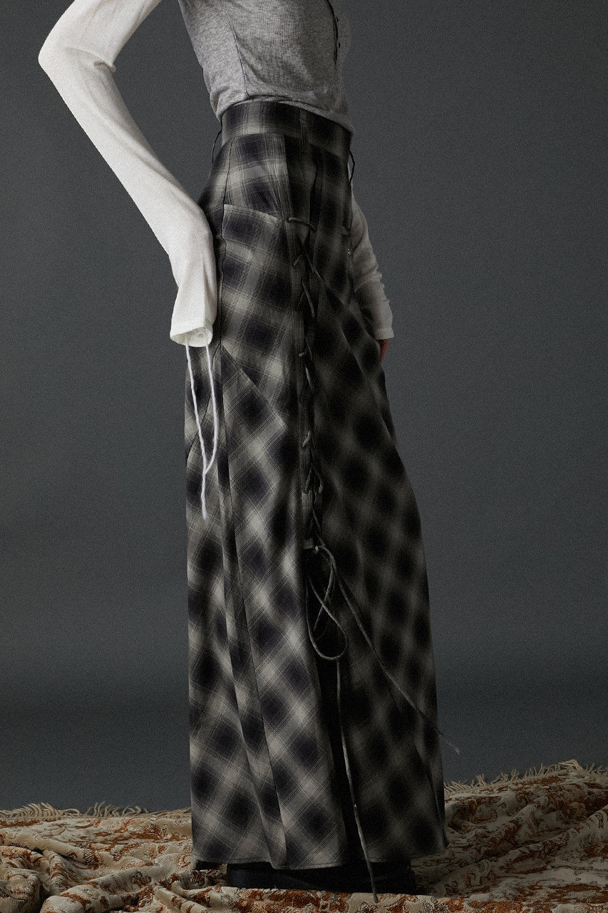 PRANK PROJECT マルチチェックレースアップスカート BLK 38 PRANK PROJECT スカート マルチチェックレースアップスカート