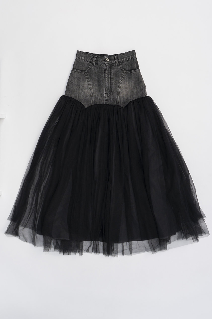 プランク プロジェクト/PRANK PROJECTのチュールコンビスカート / Tulle Combo Skirt(BLK(ブラック)/31242515402)