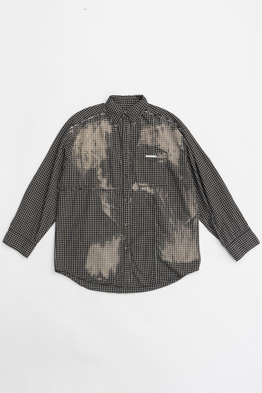 プランク プロジェクト/PRANK PROJECTのカットオフブリーチチェックシャツ / Cut-off Bleached Check Shirt(BLK(ブラック)/31242315605)