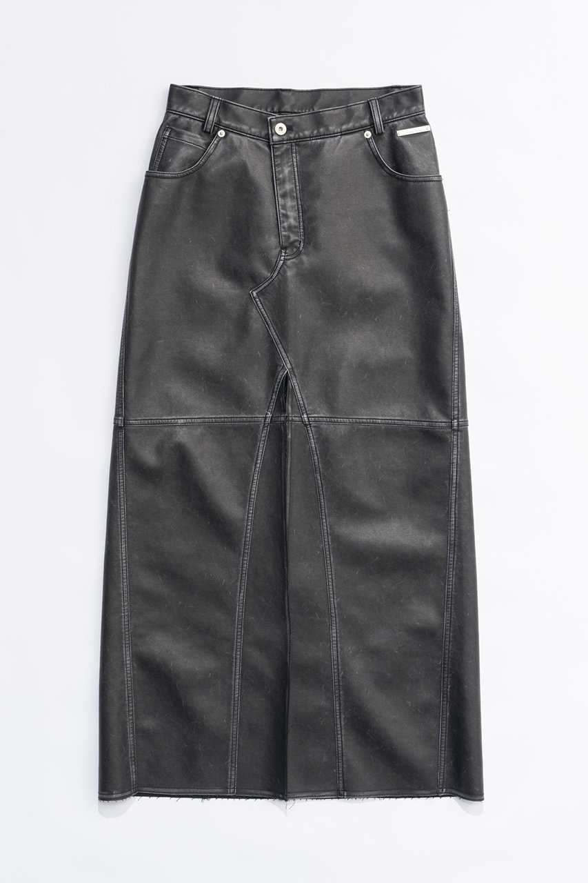 プランク プロジェクト/PRANK PROJECTのヴィーガンレザースリットスカート / Vegan Leather Slit Skirt(D.BLK(ブラック)/31242515605)