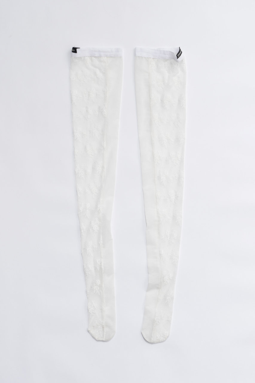 プランク プロジェクト/PRANK PROJECTの【予約販売】フラワーモチーフレースニーハイソックス / Flower Motif Lace Knee Hi(WHT(ホワイト)/31242665603)