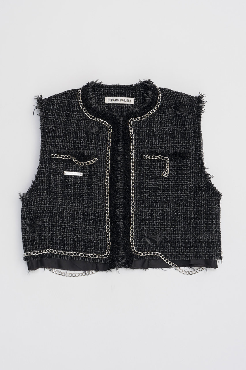 プランク プロジェクト/PRANK PROJECTのクロップドツイードベスト / Cropped Tweed Vest(GRY(グレー)/31242216101)