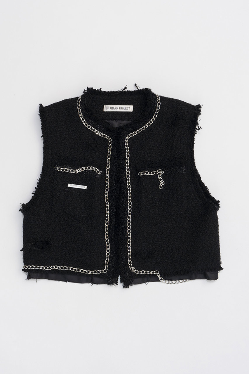 プランク プロジェクト/PRANK PROJECTのクロップドツイードベスト / Cropped Tweed Vest(BLK(ブラック)/31242216101)