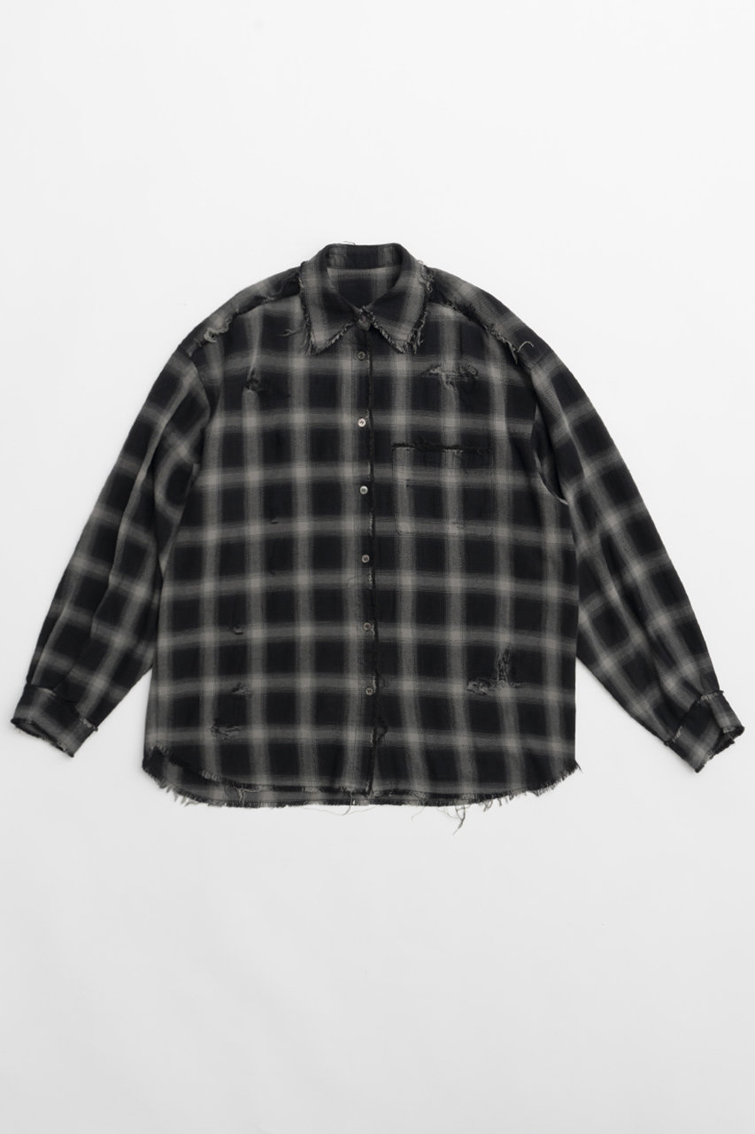 プランク プロジェクト/PRANK PROJECTのダメージチェックシャツDamaged Check Shirt(C.GRY(チャコールグレー)/31242315203)