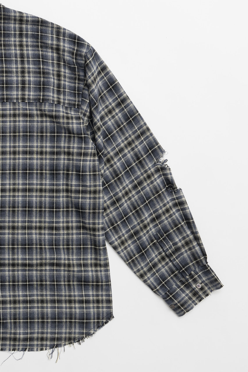 PRANK PROJECT(プランク プロジェクト)｜ダメージチェックシャツDamaged Check Shirt/C.GRY(チャコールグレー)  の通販｜ELLESHOP・(エル・ショップ)