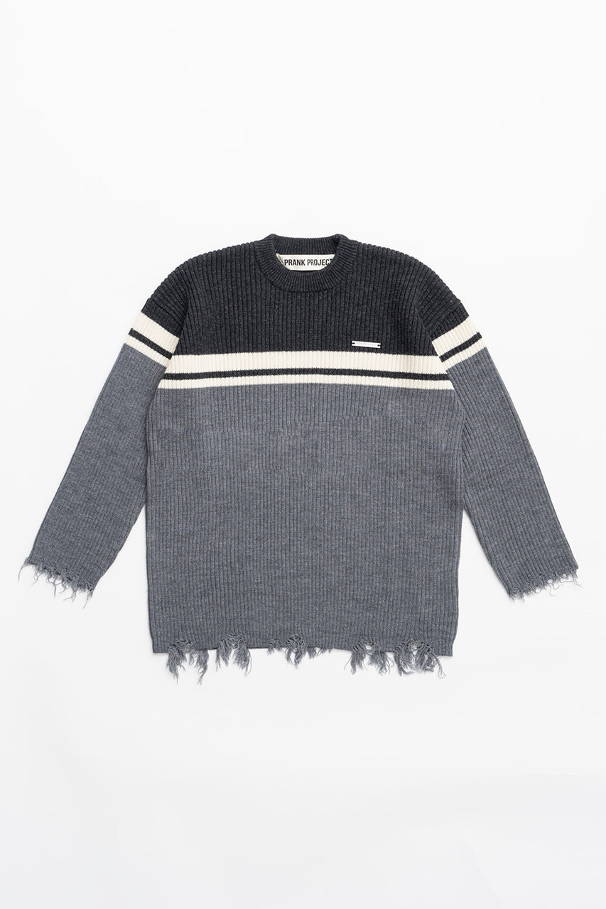 プランク プロジェクト/PRANK PROJECTの【予約販売】ボーダーオーバーニット / Border Over Knit(GRY(グレー)/31242365104)