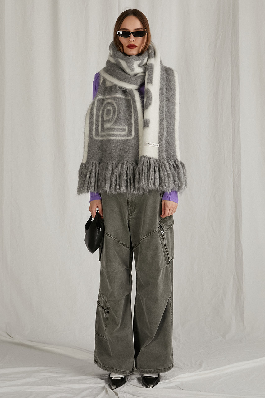PRANK PROJECT(プランク プロジェクト)｜ロゴフリンジマフラー / Logo Fringe Muffler/GRY(グレー)  の通販｜ELLESHOP・(エル・ショップ)
