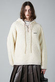 レースアップスラブフーディニット/Lace Up Slub Hoodie Knit