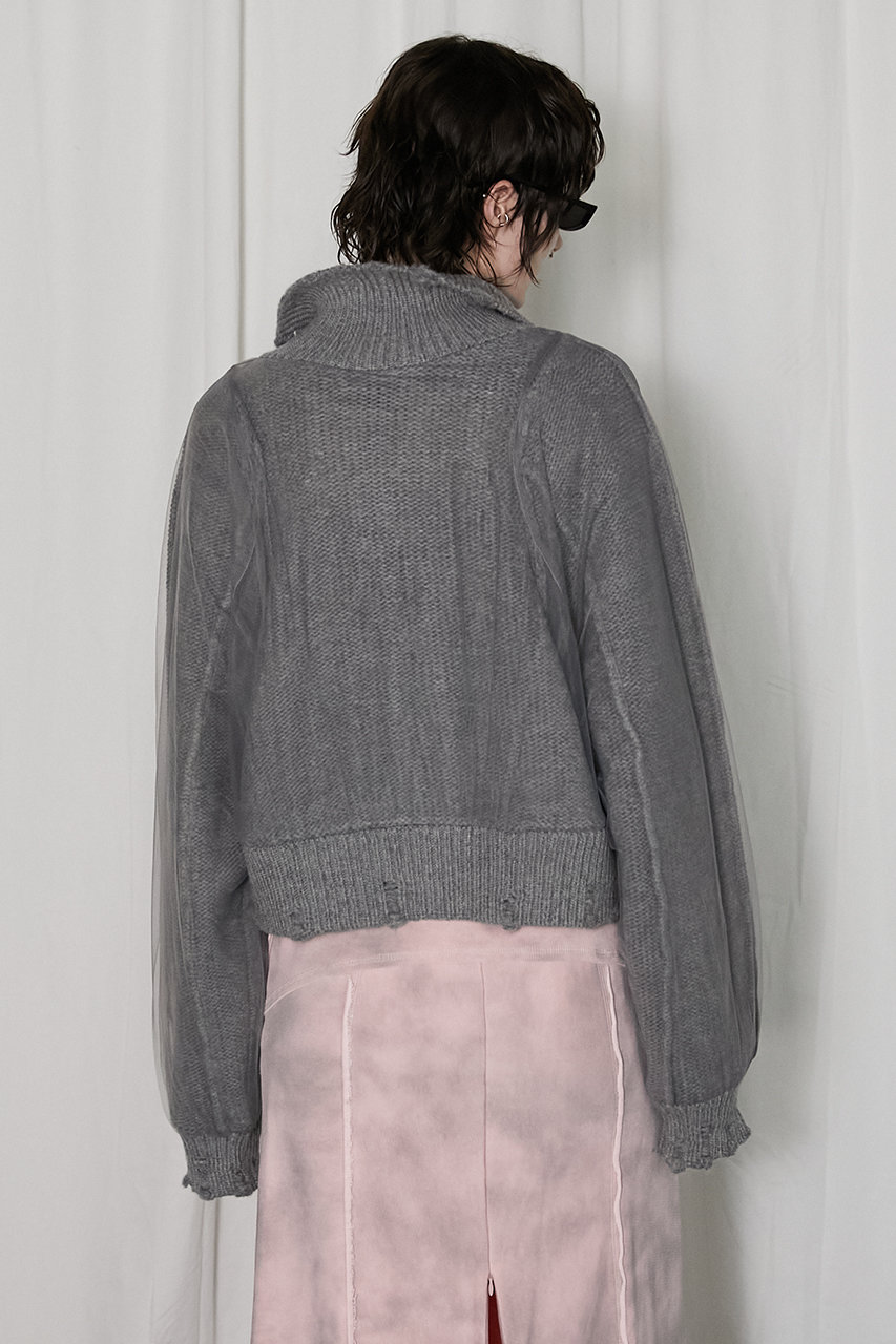 PRANK PROJECT チュールレイヤードジップアップニット チュールレイヤードジップアップニット/Tulle Layered Zip-Up