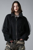 チュールレイヤードジップアップニット/Tulle Layered Zip-Up Knit