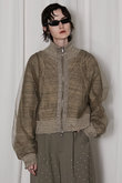 チュールレイヤードジップアップニット/Tulle Layered Zip-Up Knit