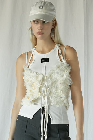 メッシュチュールホルタートップ / Mesh Tulle Halter Top