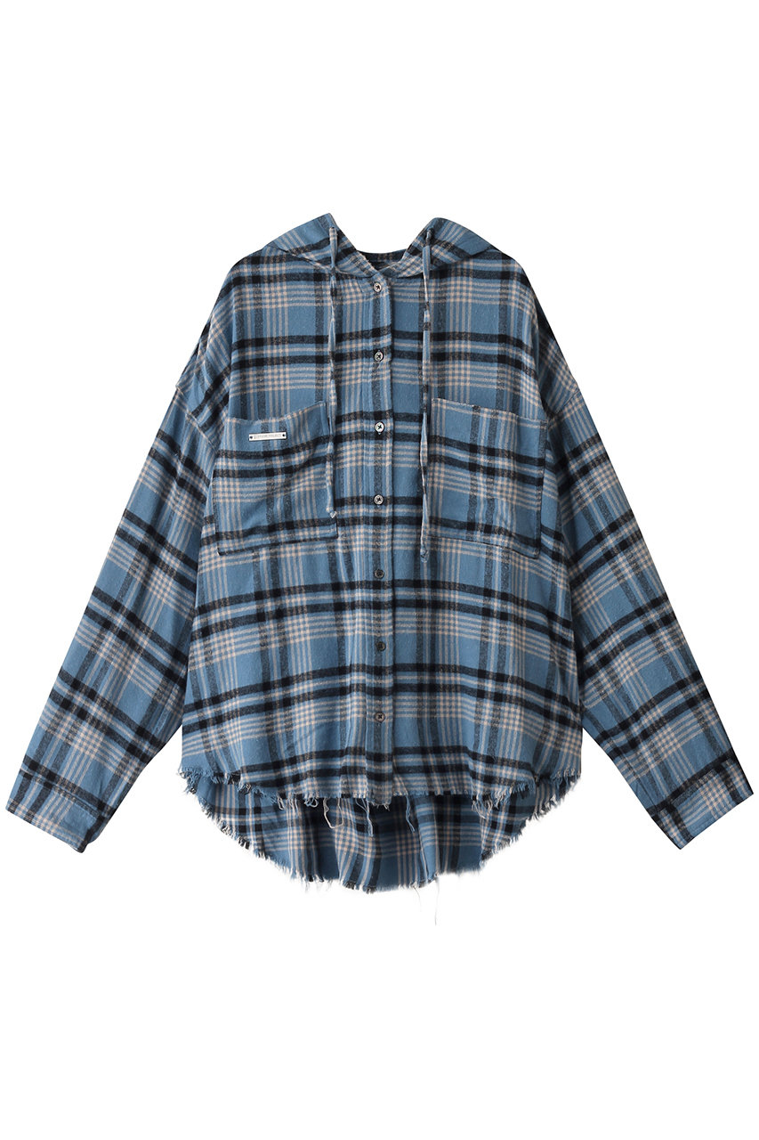 プランク プロジェクト/PRANK PROJECTのフーデッドチェックシャツ / Hooded Check Shirt(BLU(ブルー)/31251316104)