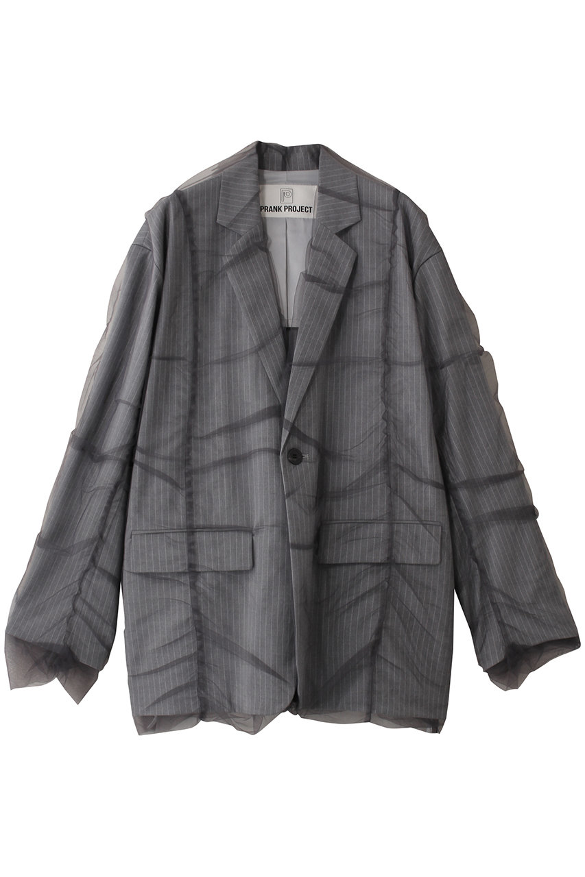 PRANK PROJECT チュールレイヤードジャケット / Tulle Layered Jacket (GRY(グレー), FREE) プランク プロジェクト ELLE SHOP PRANK PROJECT チュールレイヤードジャケット / Tulle Layered Jacket (GRY(グレー), FREE) プランク プロジェクト ELLE SHOP