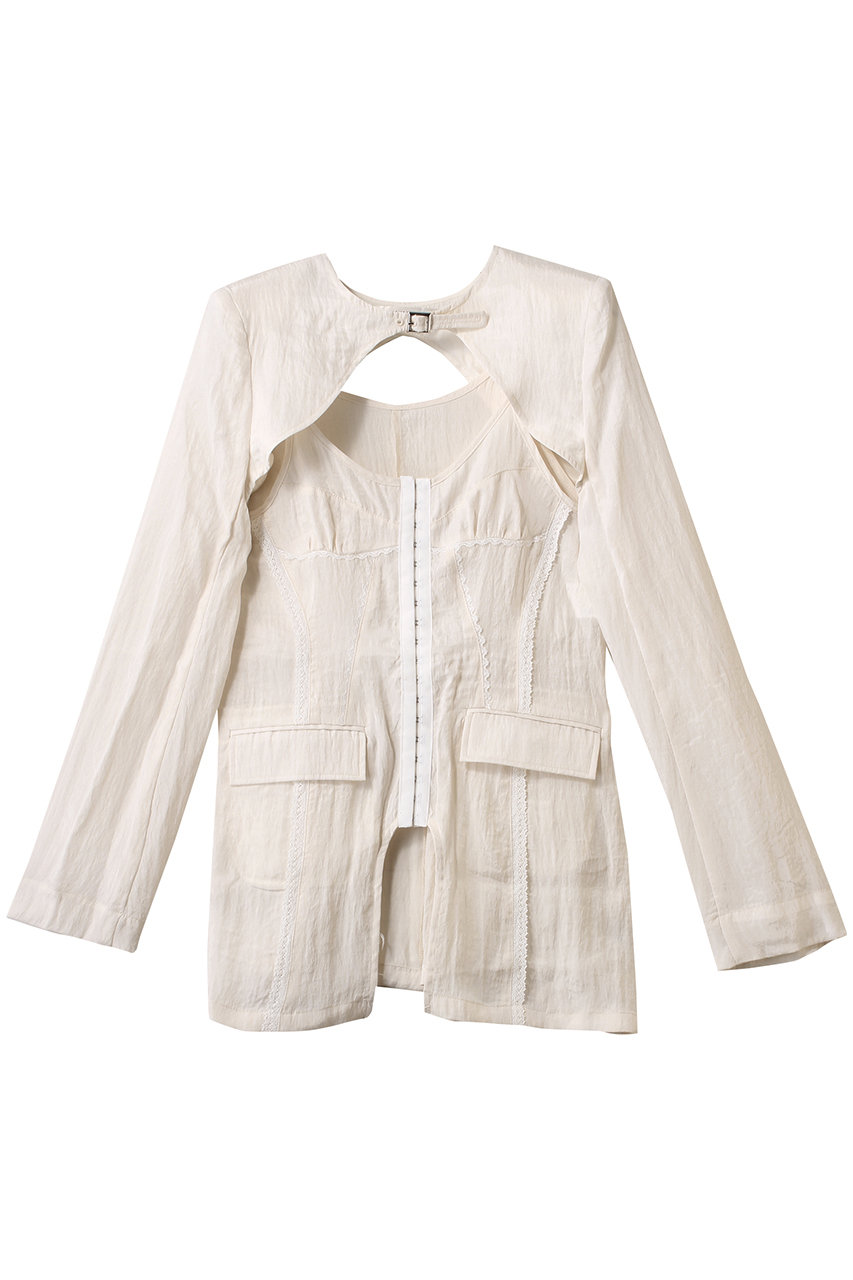PRANK PROJECT ランジェリーボレロジャケット / Lingerie Bolero Jacket (WHT(ホワイト), FREE) プランク プロジェクト ELLE SHOP PRANK PROJECT ランジェリーボレロジャケット / Lingerie Bolero Jacket (WHT(ホワイト), FREE) プランク プロジェクト ELLE SHOP
